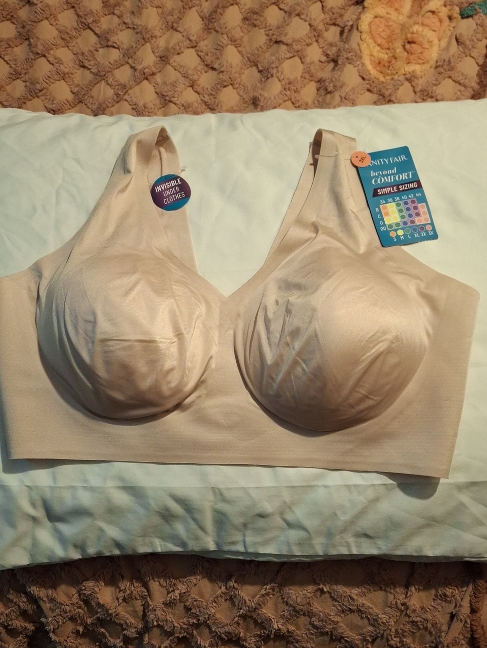 Vanity Fair Beyond Comfort Seamless Beige Bra 3xl NWT